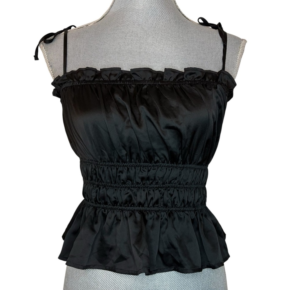 Mi Ami Black Ruffled Women's Top